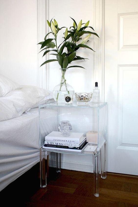 ways to make a small bedroom look bigger clear nightstand