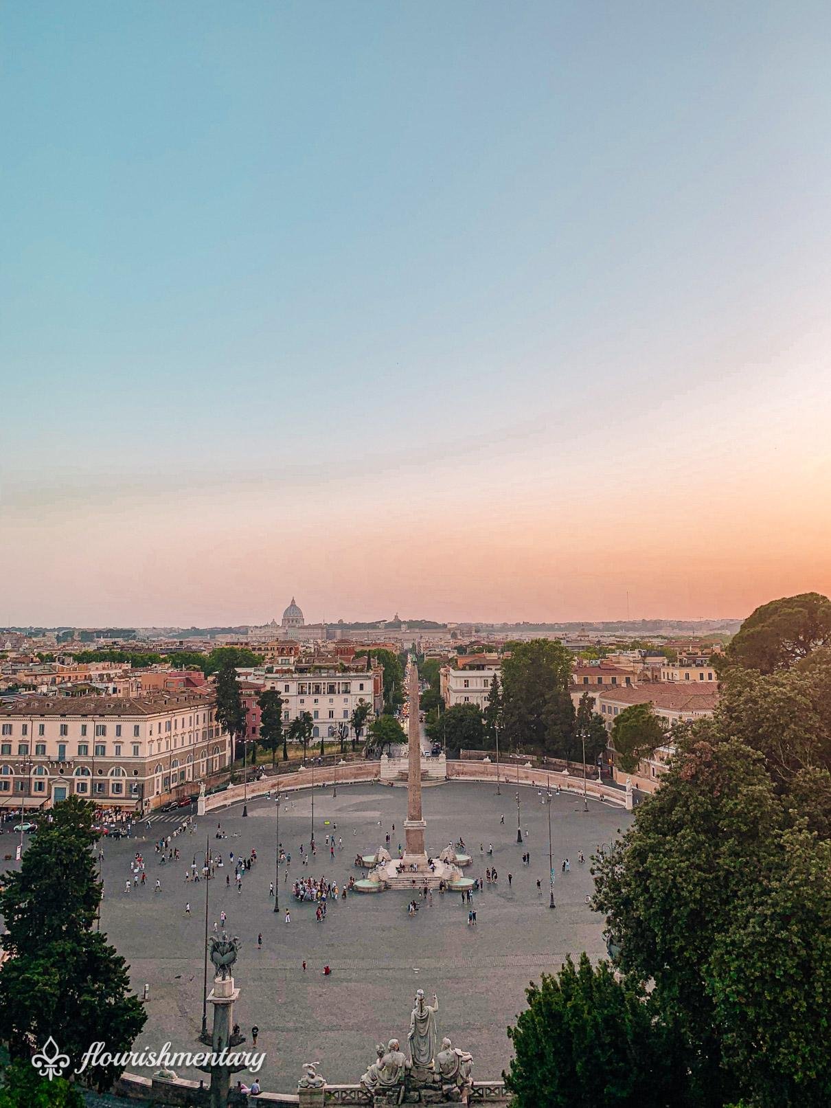 The Pincio Terrace Viewpoint view of rome and Piazza del Popolo
